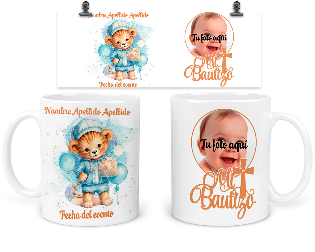 Taza Personalizada Para Bautizo Tba22. Invitados León 