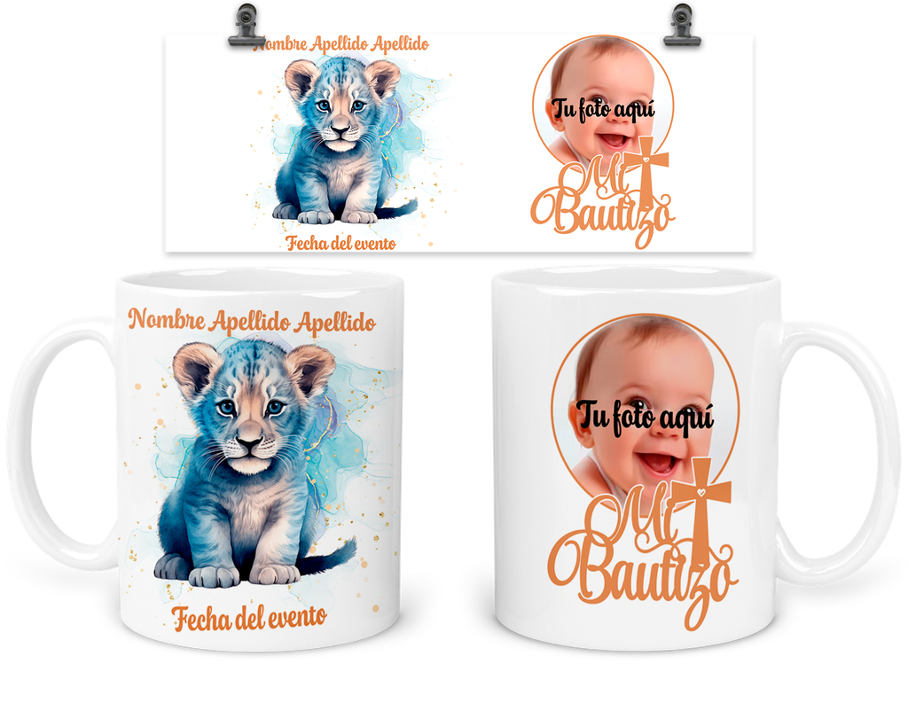 Taza Personalizada Para Bautizo Tba26. Invitados leon