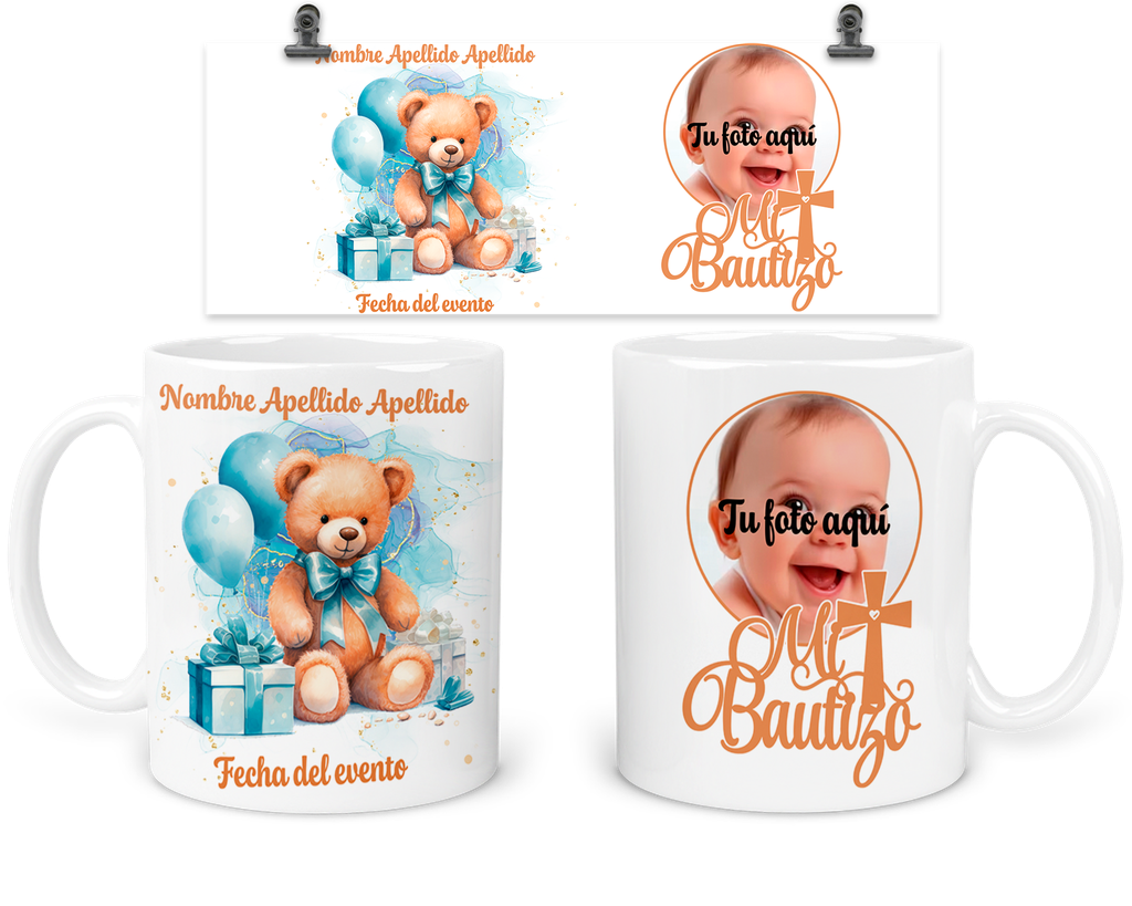 Taza Personalizada Para Bautizo Tba31. Invitados Oso