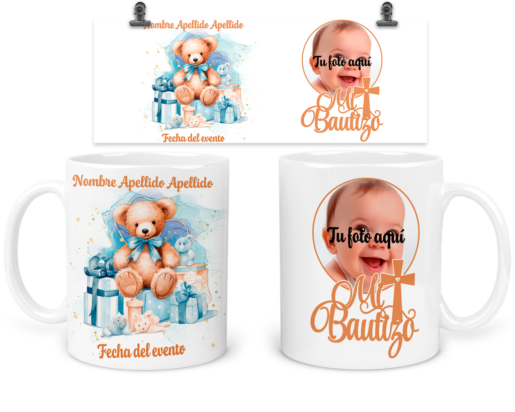 Taza Personalizada Para Bautizo Tba32. Invitados Oso