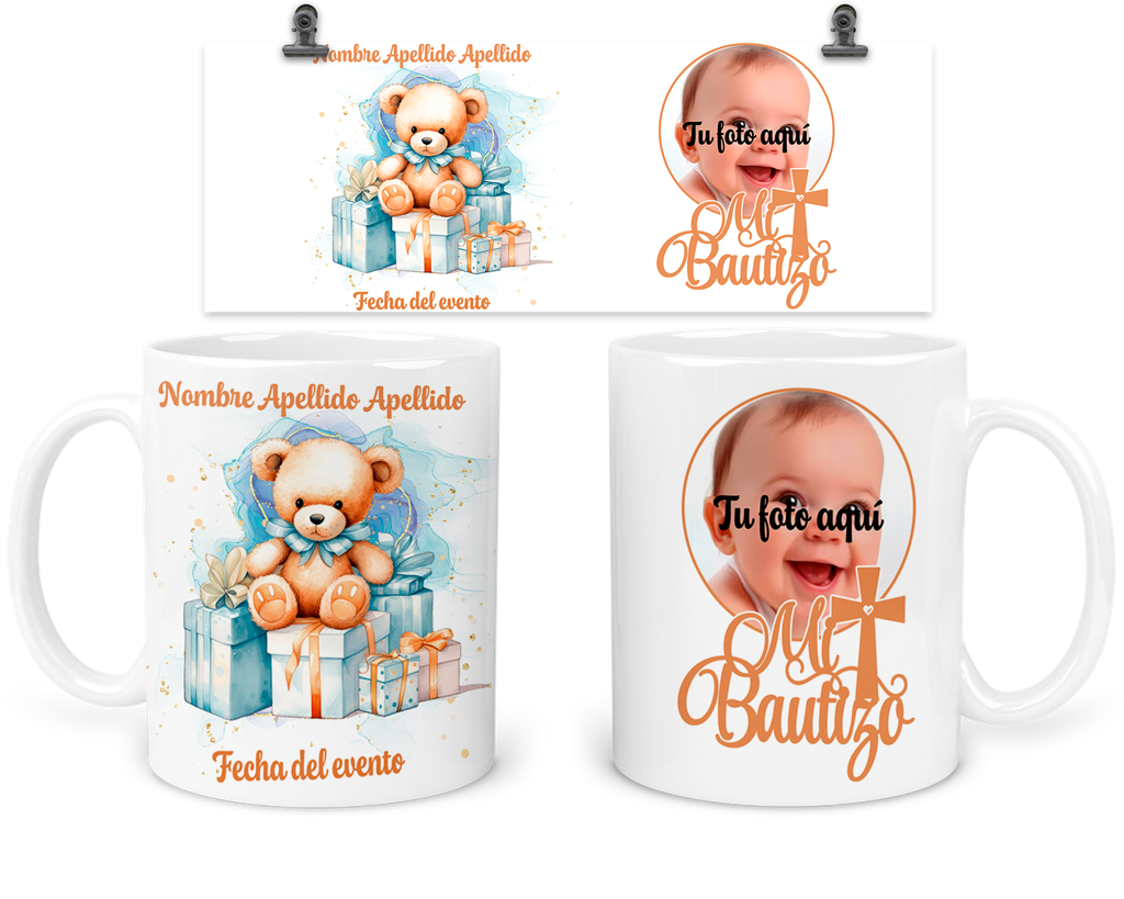 Taza Personalizada Para Bautizo Tba33. Invitados Oso
