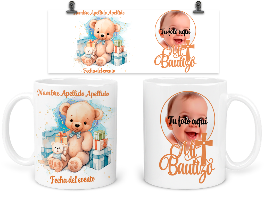 Taza Personalizada Para Bautizo Tba34. Invitados Oso