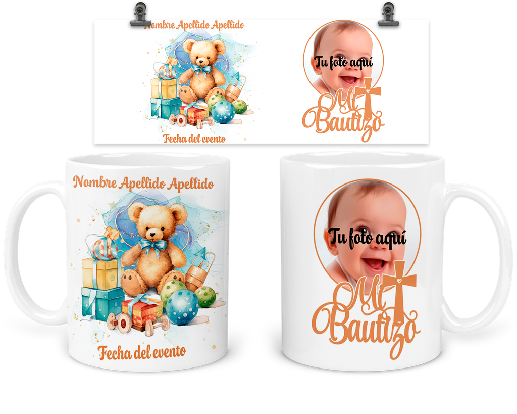 Taza Personalizada Para Bautizo Tba35. Invitados Oso