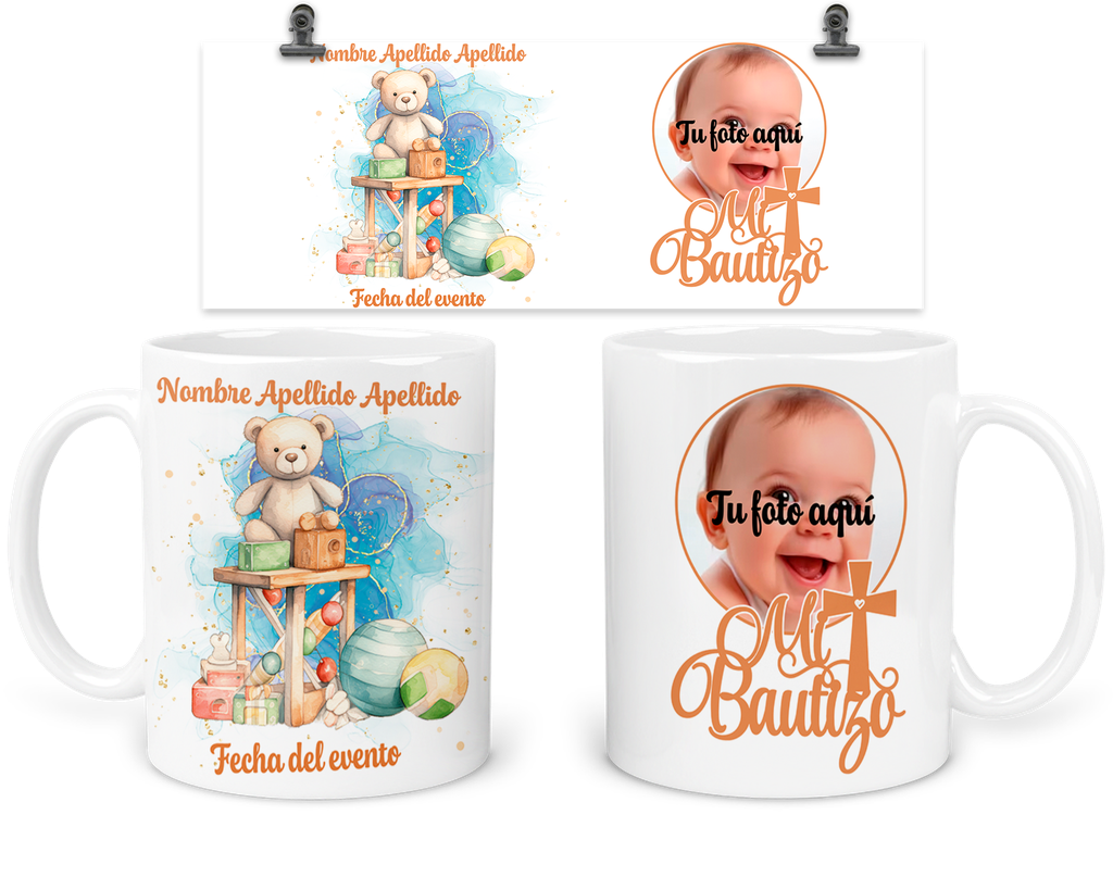 Taza Personalizada Para Bautizo Tba36. Invitados Oso