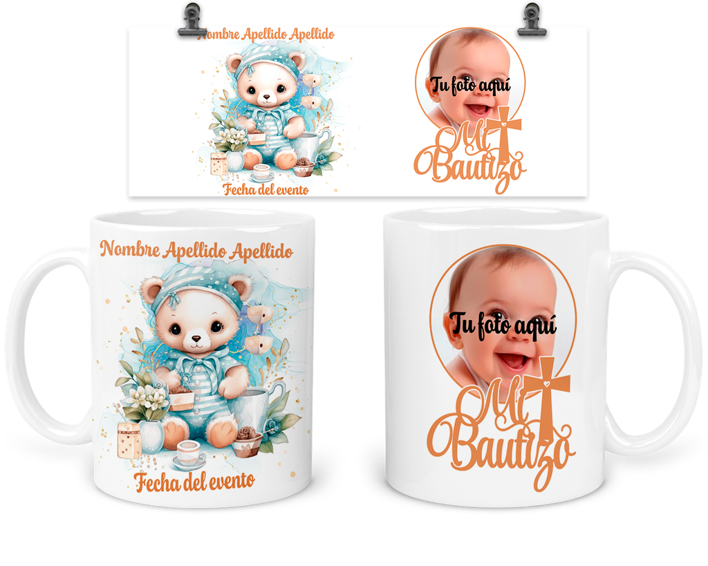 Taza Personalizada Para Bautizo Tba38. Invitados Oso