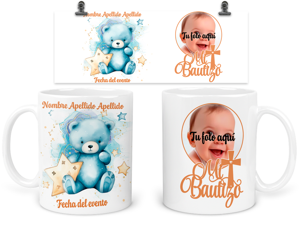 Taza Personalizada Para Bautizo Tba41. Invitados Oso