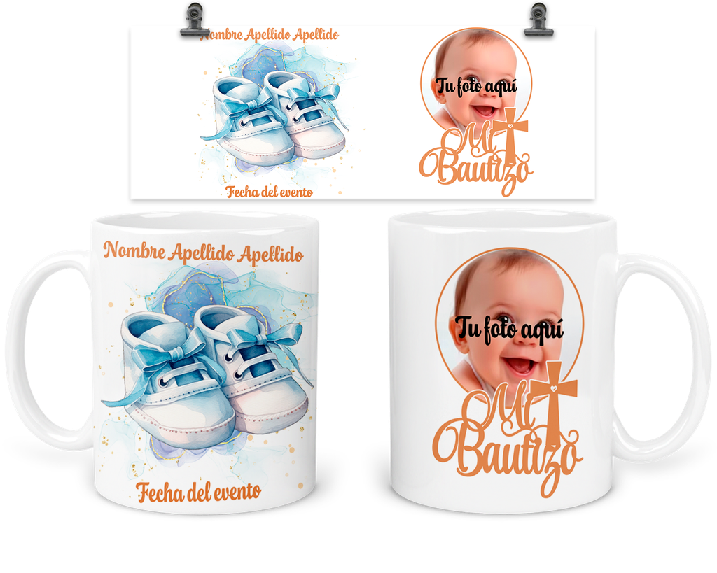 Taza Personalizada Para Bautizo Tba45. Invitados Zapatos