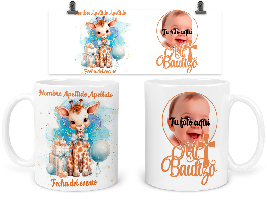 Taza Personalizada Para Bautizo Tba46. Invitados Jirafa