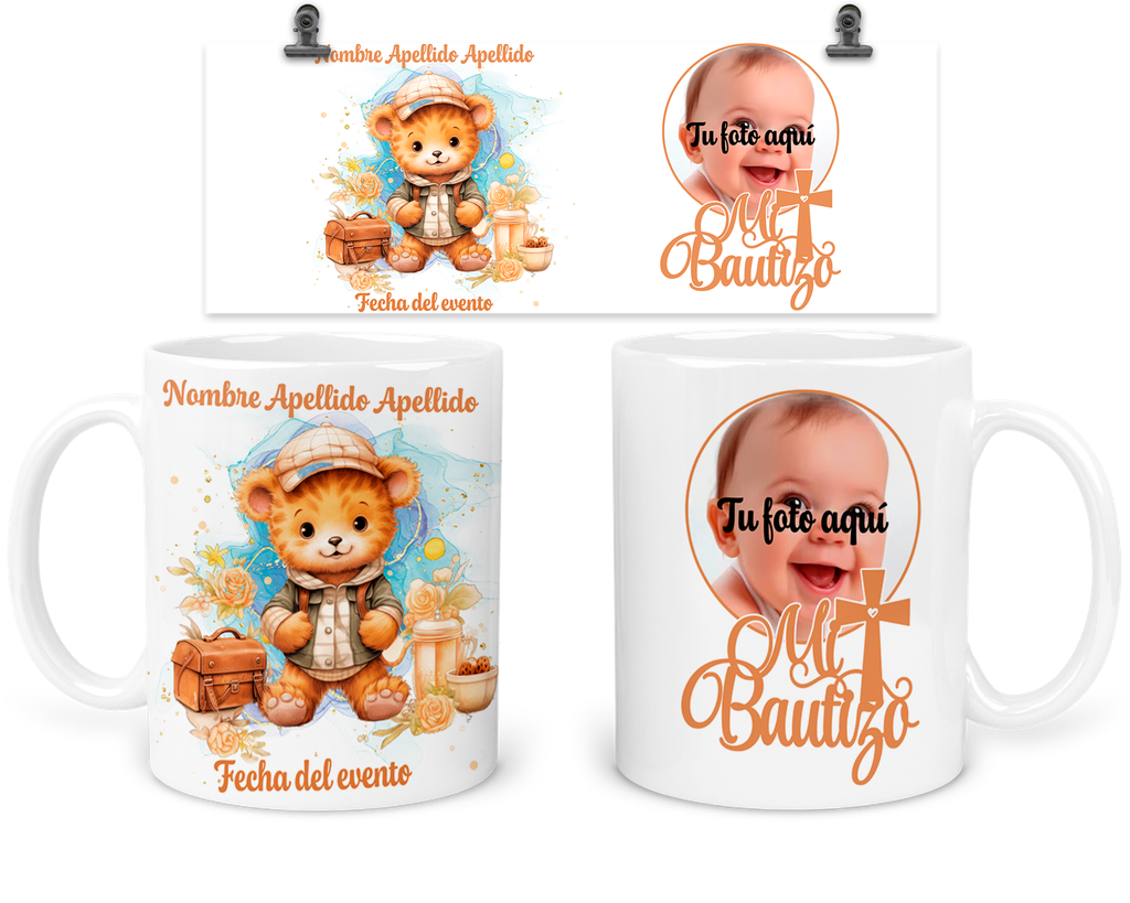 Taza Personalizada Para Bautizo Tba47. Invitados Oso