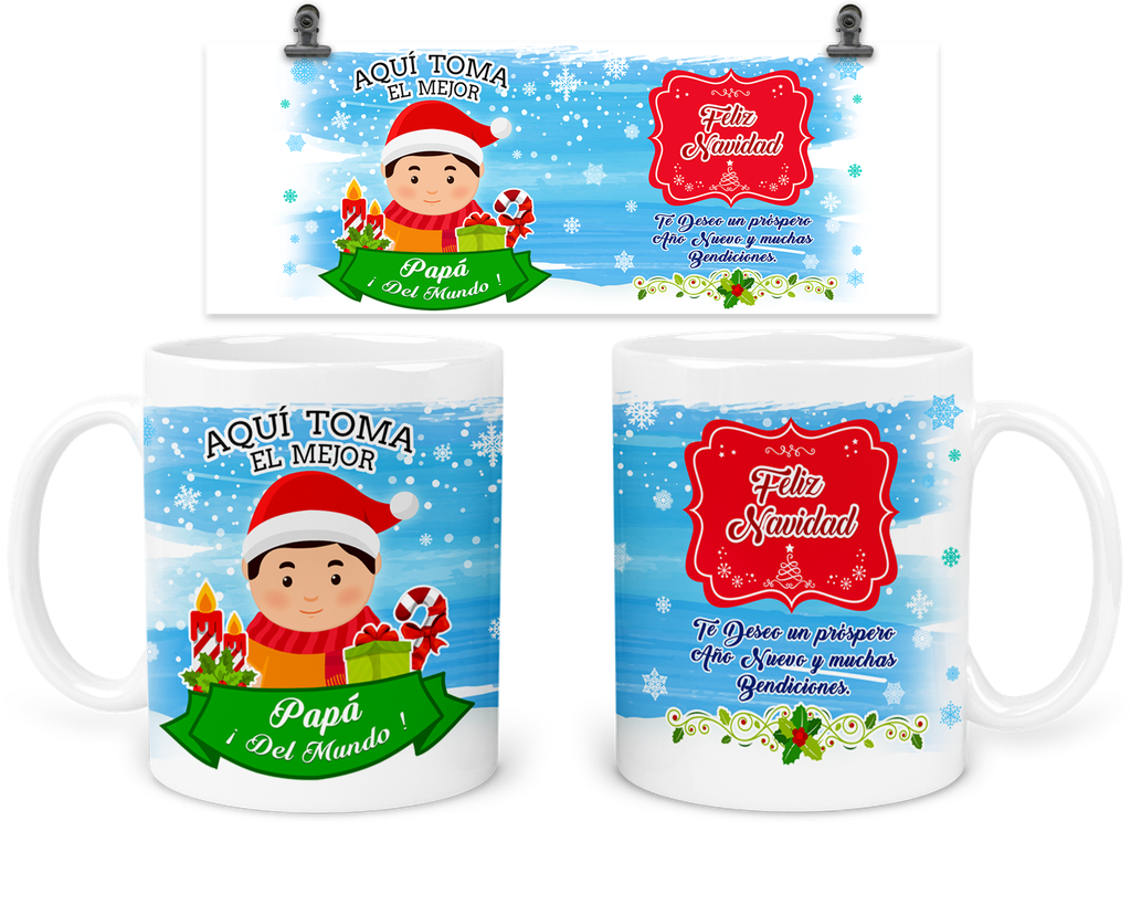 Taza 11 Oz Tan30. Navidad intercambio. Aquí toma: mejor papá