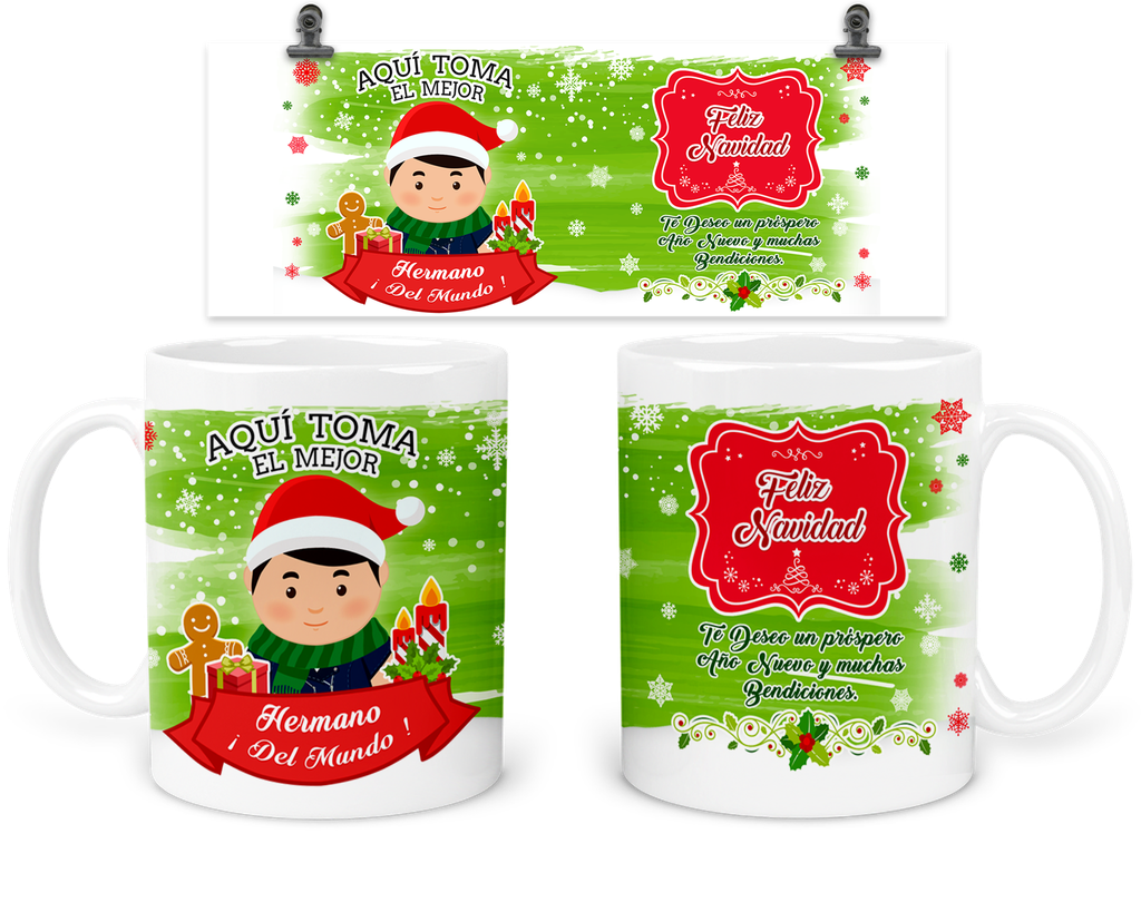 Taza 11 Oz Tan32. Navidad Intercambio. Aquí Toma: Hermano