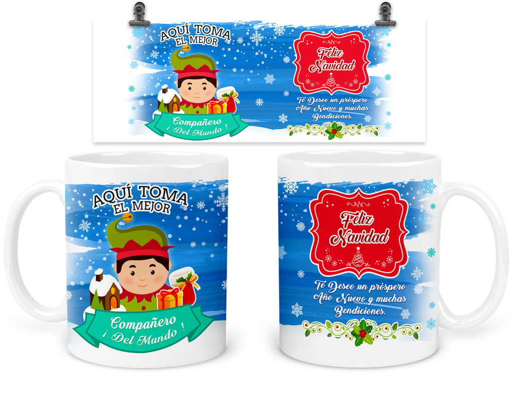 Taza 11 Oz Tan35. Navidad Intercambio. Aquí Toma: compañero