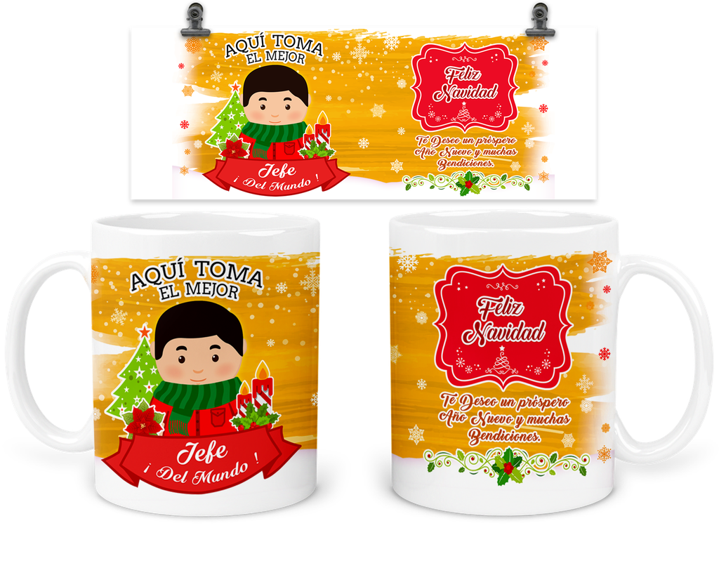 Taza 11 Oz Tan38. Navidad Intercambio. Aquí Toma: Jefe