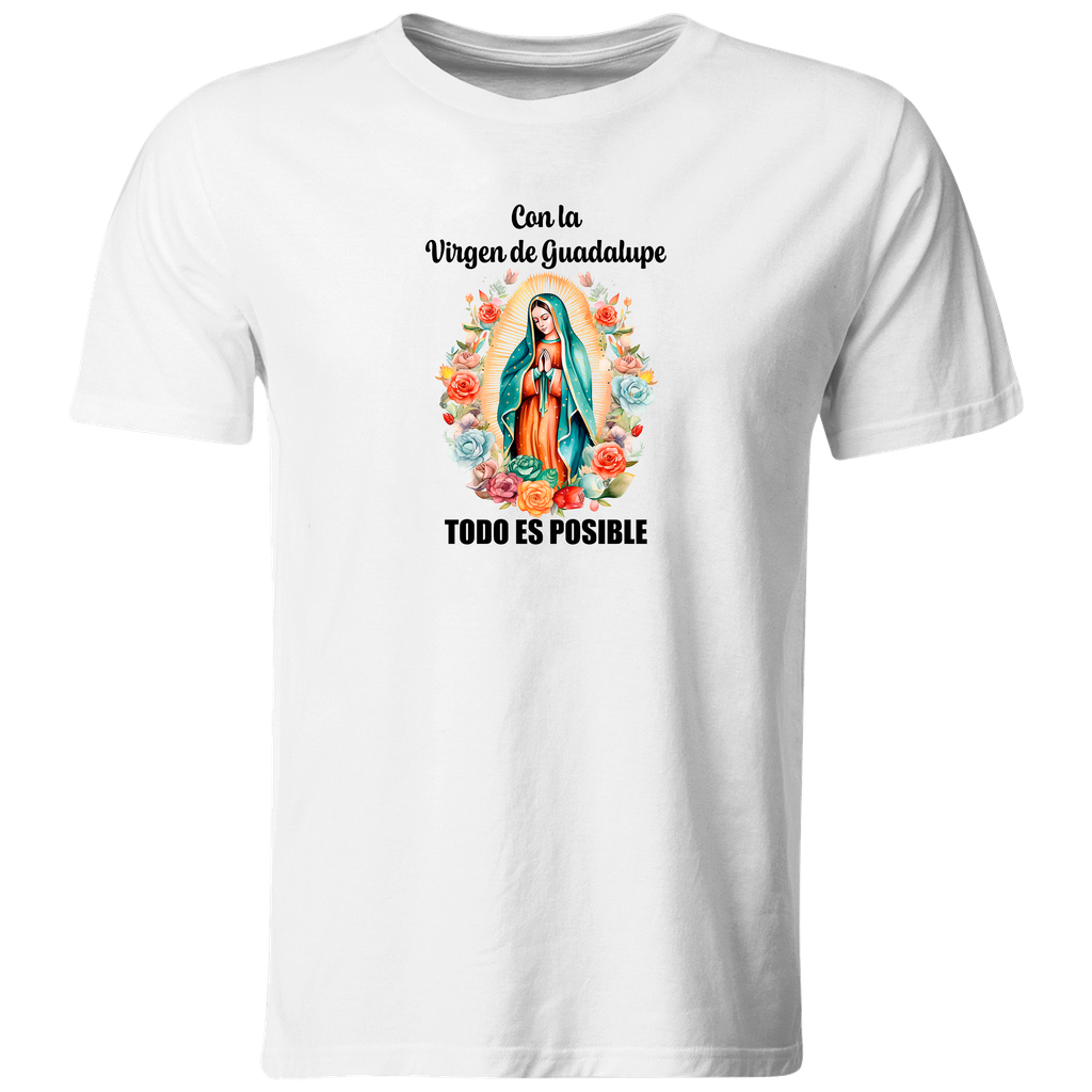 Playera Religiosa Rg20. Virgen De Guadalupe Todo Es Posible.