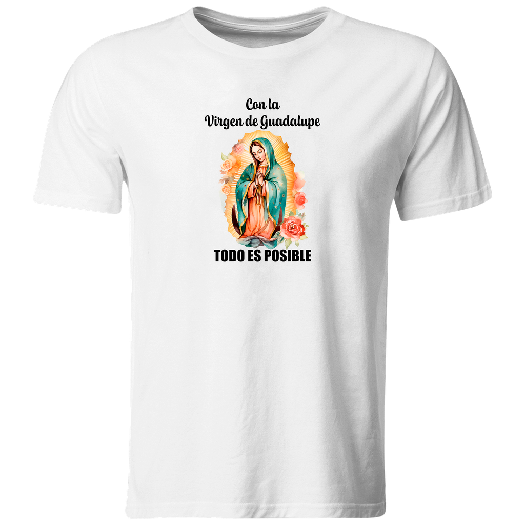 Playera Religiosa Rg22. Virgen De Guadalupe Todo Es Posible.
