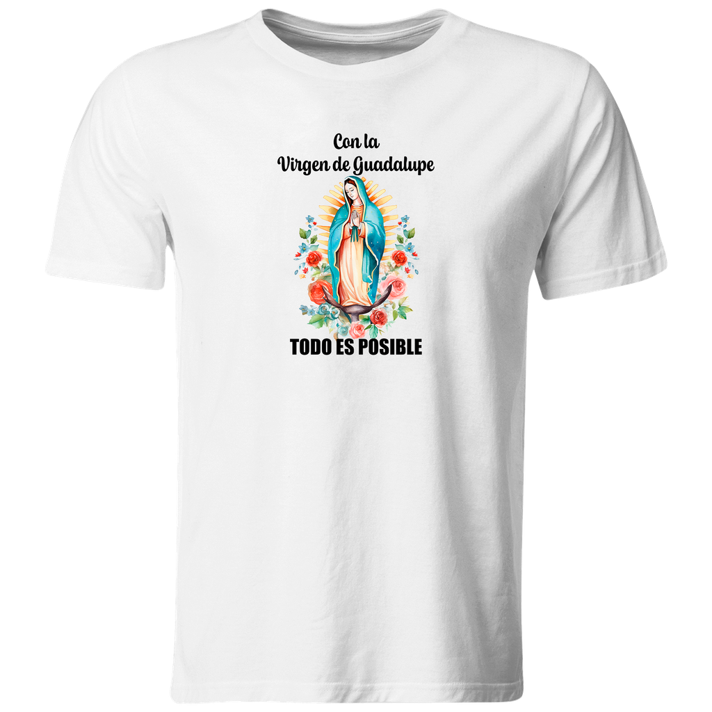 Playera Religiosa Rg28. Virgen De Guadalupe Todo Es Posible.