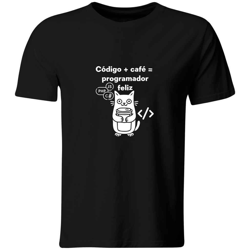 Playera Color Ic93. meme: Codigo + café = programador feliz