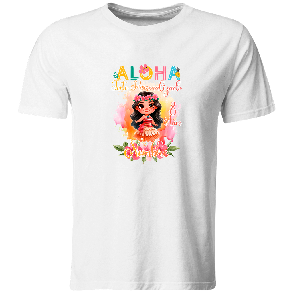 Playera Personalizada Cumpleaños Pc102. Princesa Aloha Hawaiiana Moana 