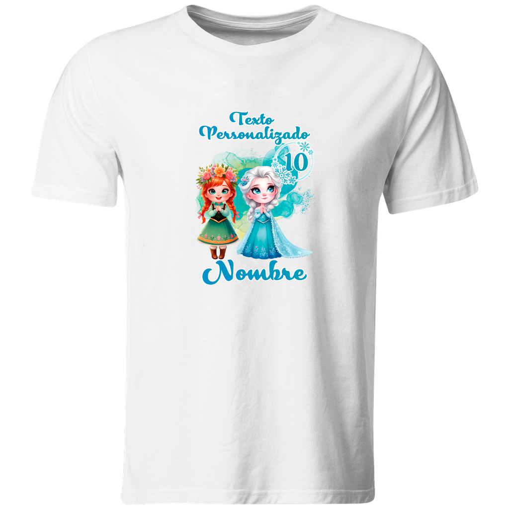 Playera Personalizada Cumpleaños Pc113. Princesa Anna y Elsa. Frozzen