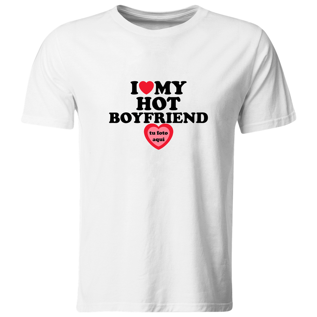 Playera Lsv50 Parejas. I Love My Hot Boyfriend. Con foto personalizada