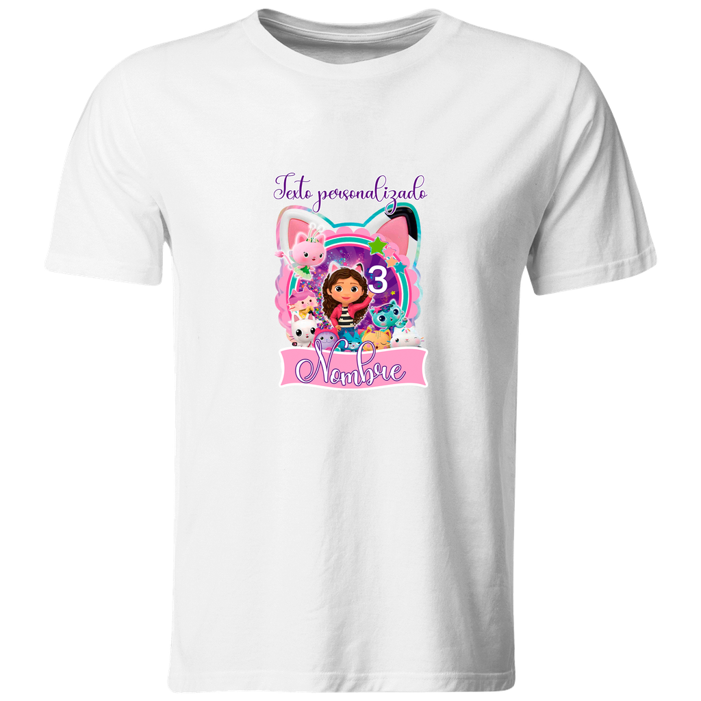 Playera Personalizada Cumpleaños Pc120. Gabby gatitos casa de muñecas