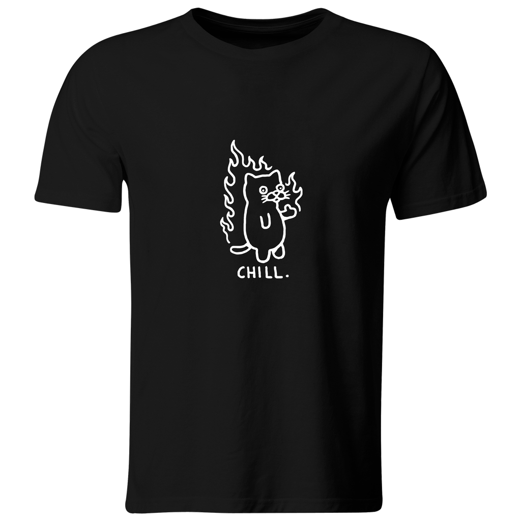 Playera Color Ic149. Meme Anime gato chill this is fine ansiedad