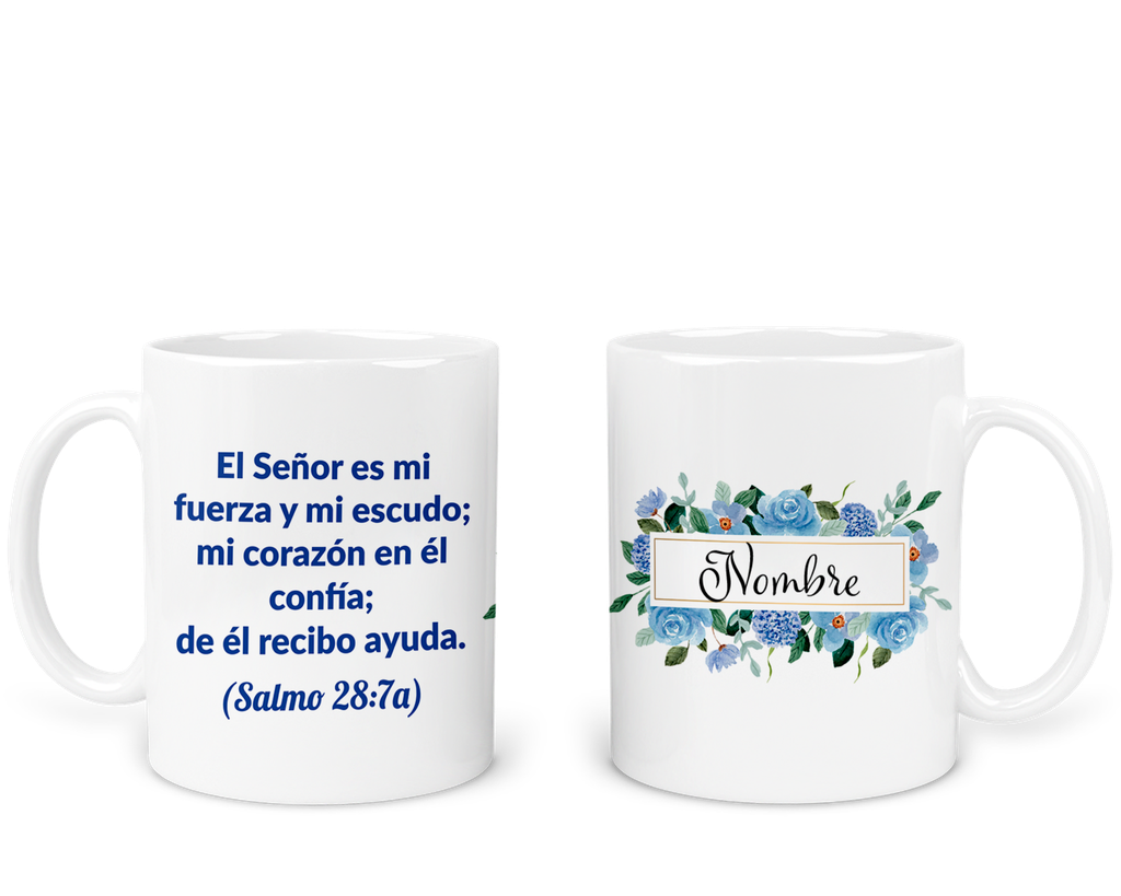 Taza 11 Oz Ts19. Frase religiosa cristina catolica El señor es mi fuerza. Personaliza con nombre 