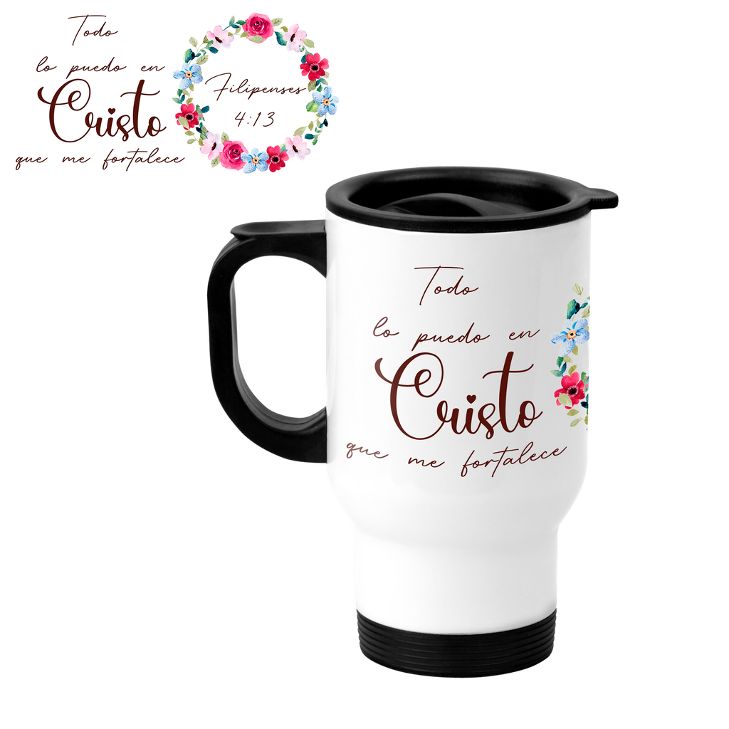 Termo 16 Oz. Tv16 -fc2. Frase Cristiana Religiosa: Todo lo puedo en Cristo que me fortalece