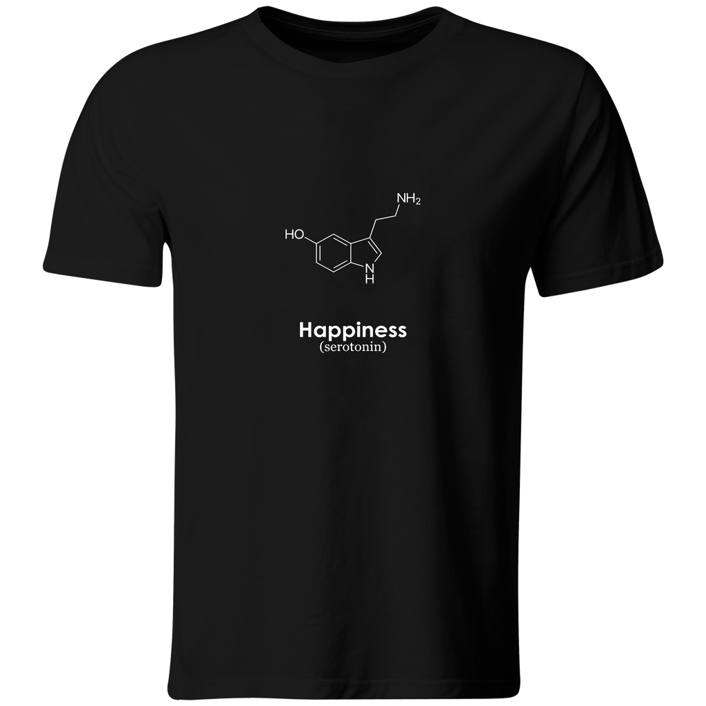 Playera Color ic170. Frase "Happiness" Serotonina