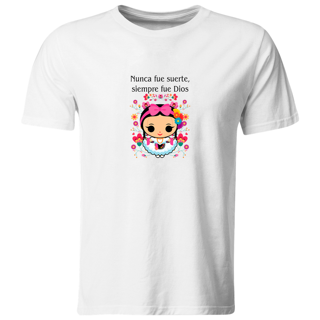 Playera Religiosa Rg54. Frase Nunca fue suerte siempre fue Dios