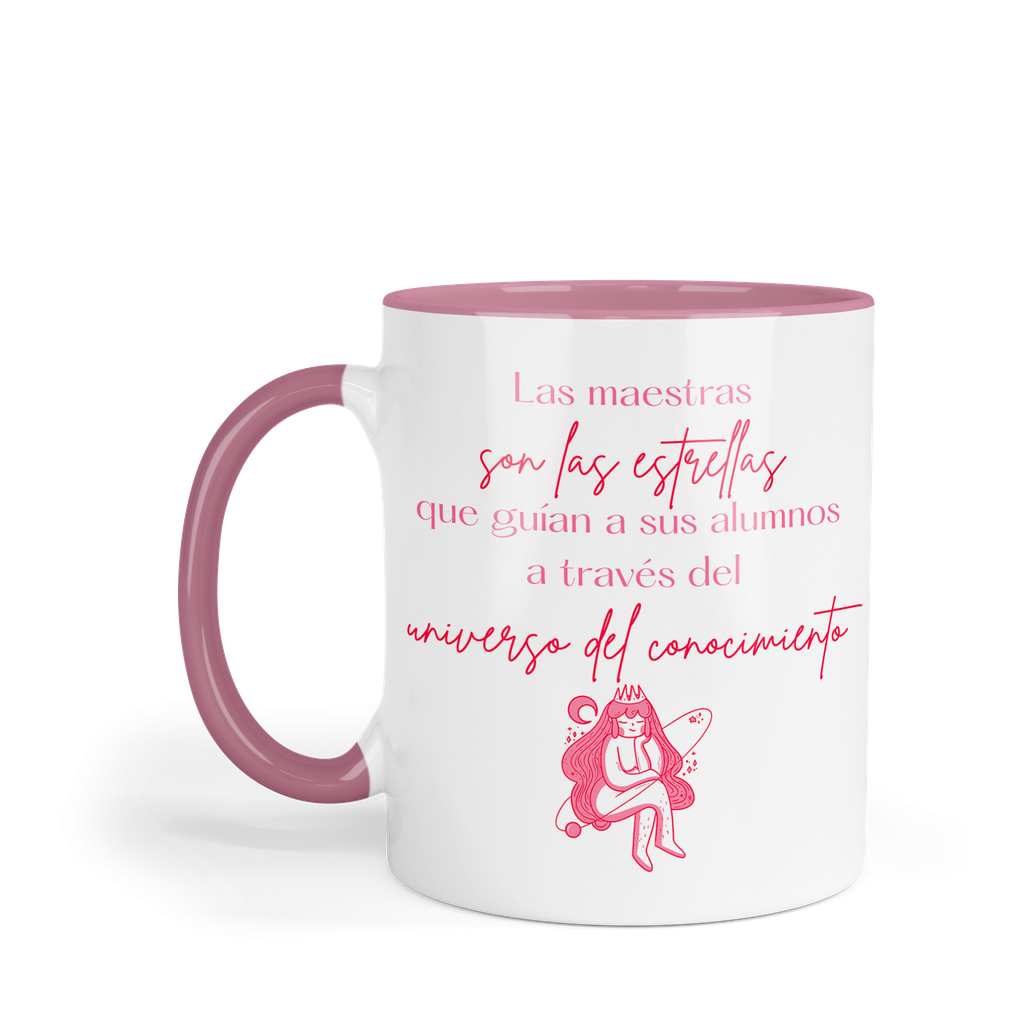 Taza Fondo Rosa Tpm35. Las maestras son las estrellas