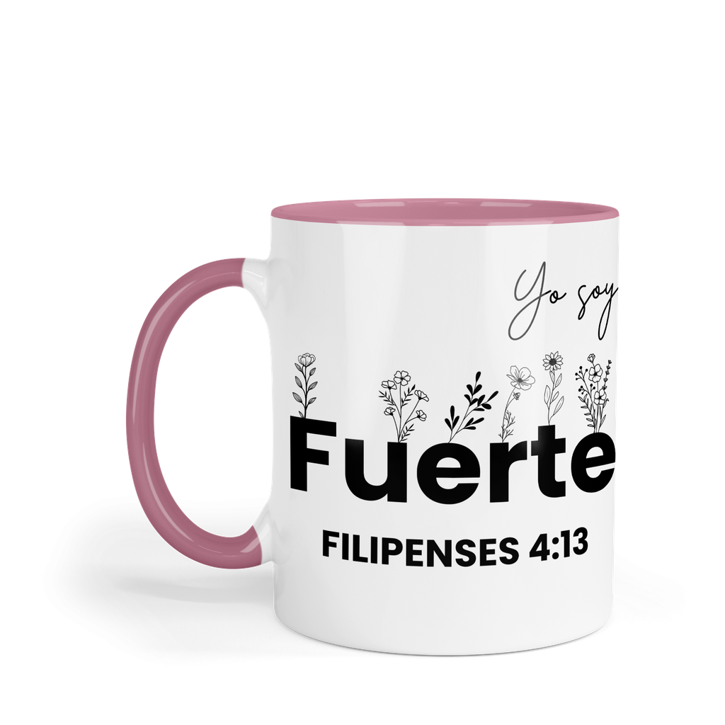 Taza fondo y asa de color FC33. Frase Cristiana Religiosa
