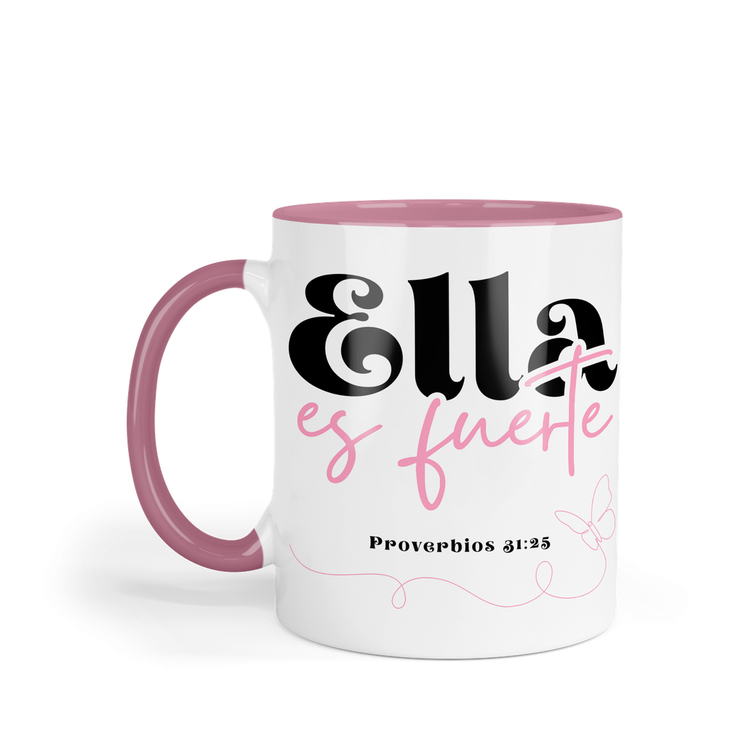 Taza fondo y asa de color FC34. Frase Cristiana Religiosa