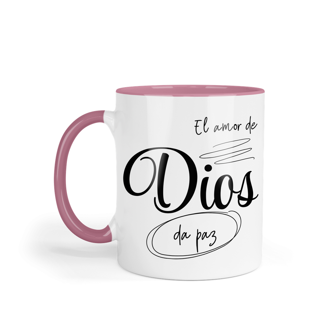 Taza fondo y asa de color FC43. Frase Cristiana Religiosa