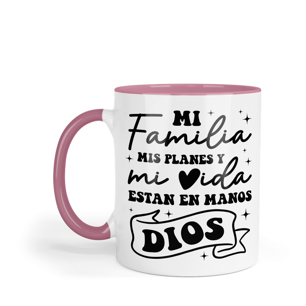 Taza Fondo Y Asa De Color Fc44. Frase Cristiana Religiosa